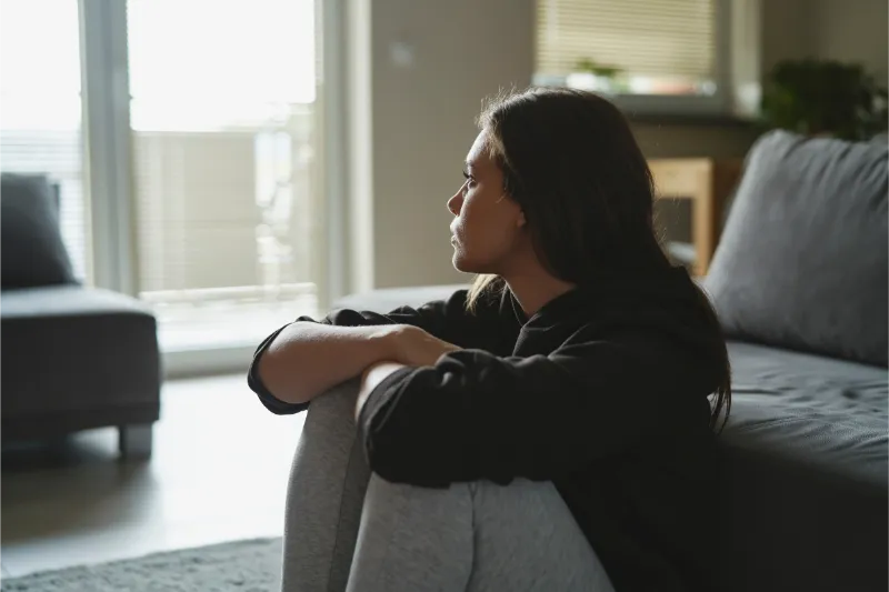 a woman sitting